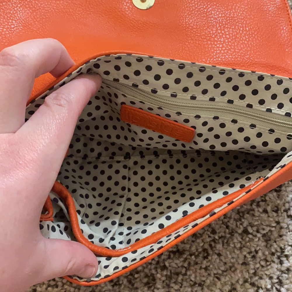 Orange fold over crossbody with gold hardware - gently used - Picture 4 of 11